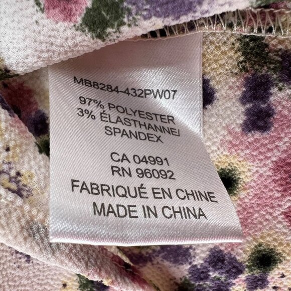 Carolina Belle Floral Long Sleeve Blouse L/G White Purple Pink Polyester - Picture 4 of 7